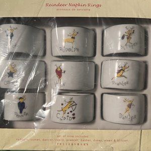* POTTERY BARN * REINDEER NAPKIN RINGS * NIB * RETIRED *